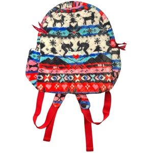 VERA BRADLEY Teddy Fleece Sherpa SMALL Backpack SKIERS Nordic Stripe